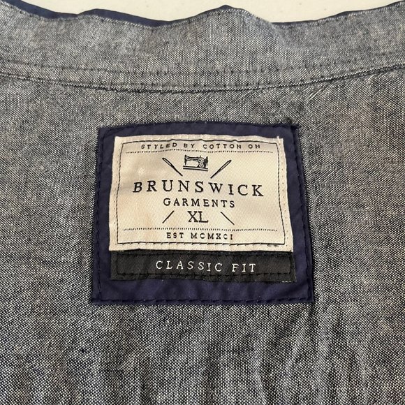 Brunswick Garments Mens Shirt Sz XL Blue Long Sleeve Classic Fit Button up Colla - Picture 11 of 16
